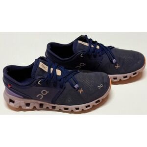 On Running Cloud X Navy Blue Lavender Women Running Shoes 60.98097 US 7 EU 38